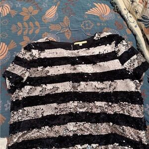Gianni Bini Black and Silver Sequin Blouse